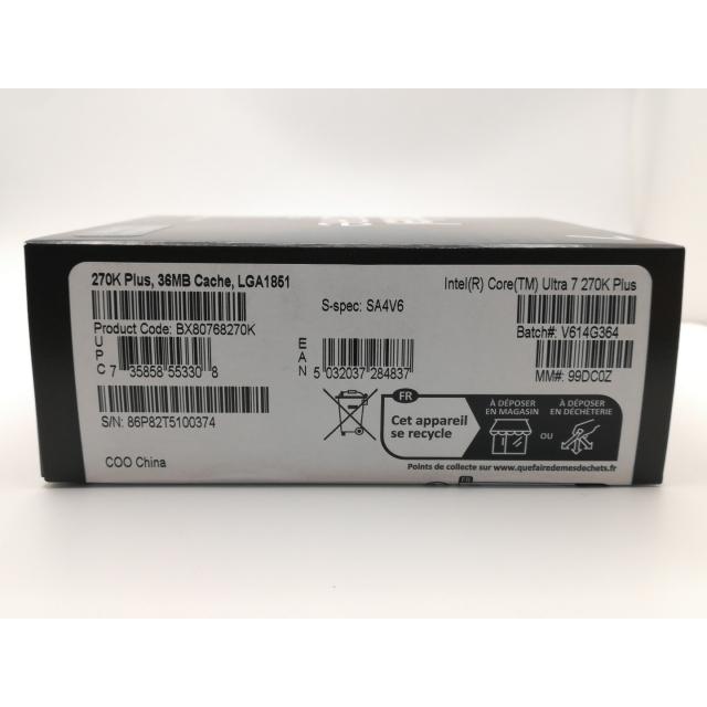 未使用】Intel Core Ultra 7 270K Plus (3.7GHz) Box LGA1851/24C(P:8C