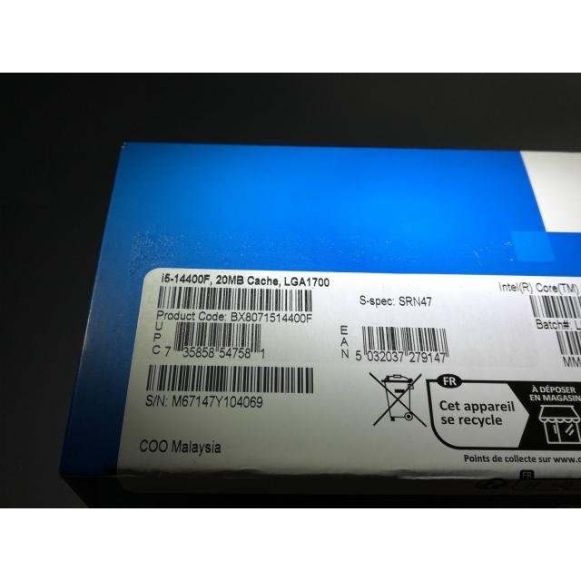 未使用】Intel Core i5-14400F(2.5GHz) Box LGA1700/10C(P:6C/E:4C