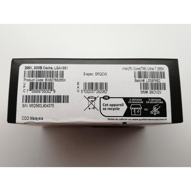 未使用】Intel Core Ultra 7 265K(3.9GHz) Box LGA1851/20C(P:8C/E:12C