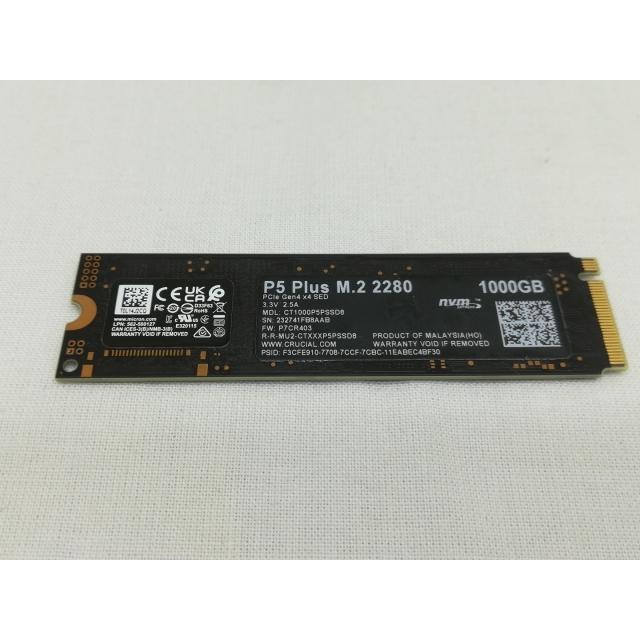 Crucial P5 Plus 1TB◆使用5308時間◆健康状態95% 中古】Crucial P5 Plus（CT1000P5PSSD8) 1TB/M.2 2280(PCIe4.0 NVMe