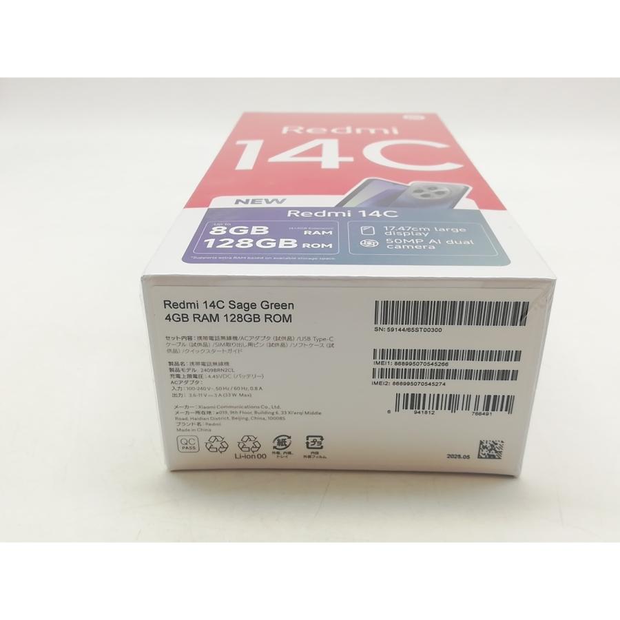 未使用】Xiaomi 国内版 【SIMフリー】 Redmi 14C セージグリーン 4GB