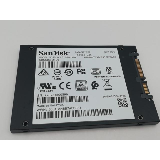 中古】SanDisk SSD PLUS(SDSSDA-2T00-J26) 2TB/SSD/6GbpsSATA【川崎