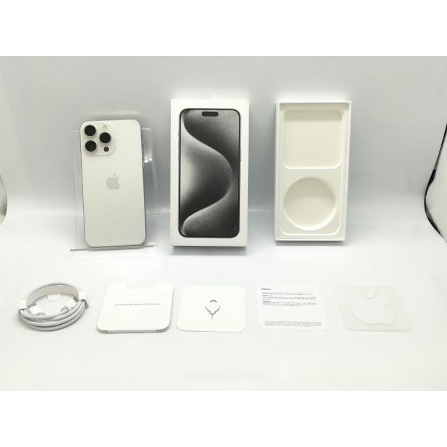 【中古】Apple docomo 【SIMフリー】 iPhone 15 Pro Max 256GB ホワイトチタニウム MU6Q3J/A【秋葉4号】保証期間１ヶ月【ランクA】の画像