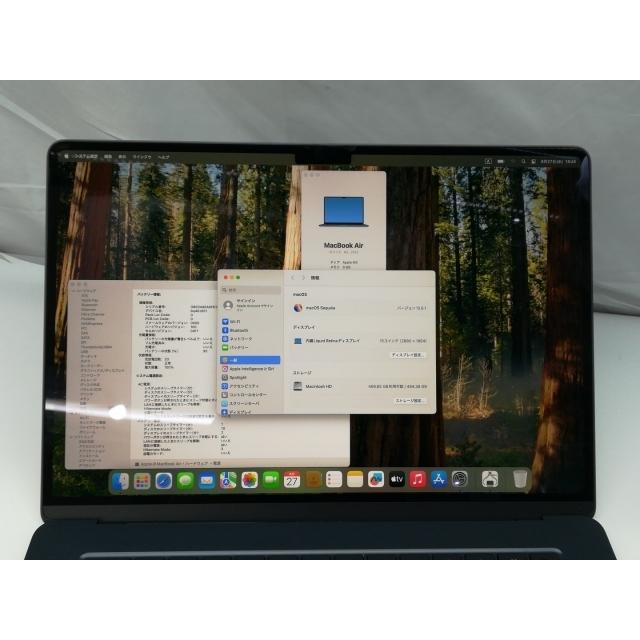 中古】Apple MacBook Air 15インチ M2(CPU:8C/GPU:10C) 8GB/512GB