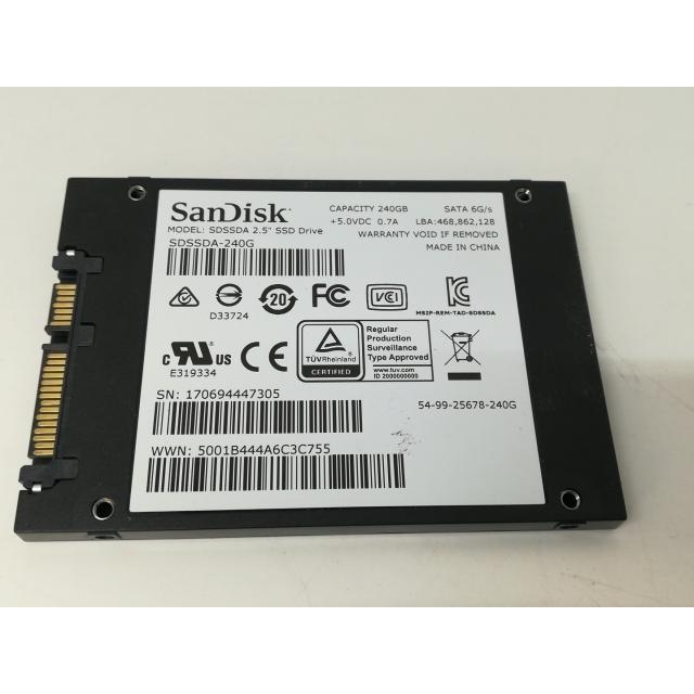 中古】SanDisk SSD PLUS SDSSDA-240G 240GB/SSD/6GbpsSATA【札幌】保証