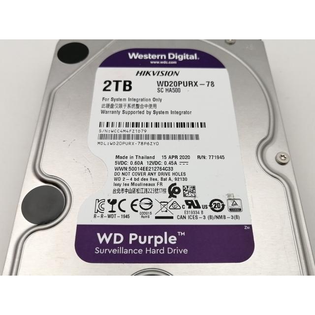 中古】W.D. WD20PURX WD Purple 2TB/IntelliPower/64MB/6Gbps【神保町
