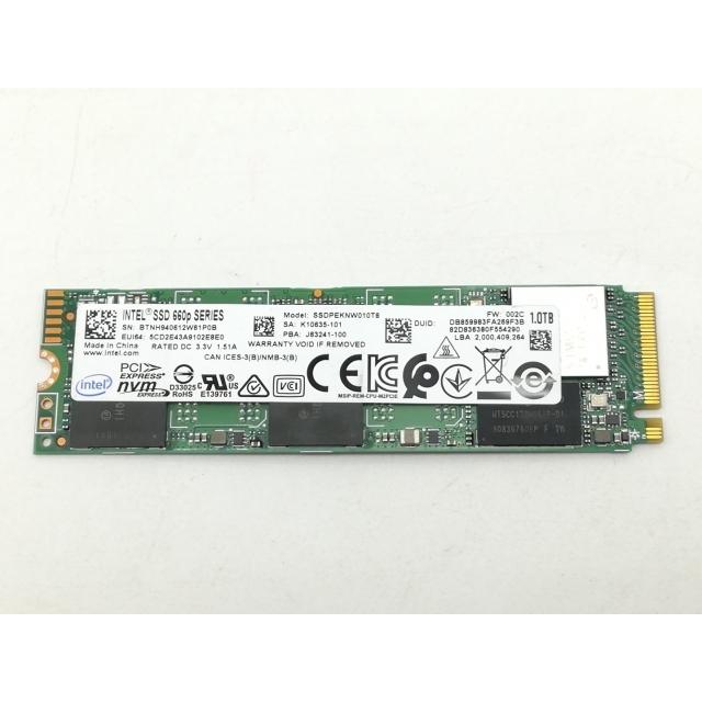 SSDPEKNW010T8 中古品 中古】Intel SSD 660p SSDPEKNW010T8 1TB/M.2 2280(PCIe3.0 NVMe)/QLC