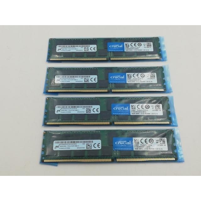 中古】DDR4 16GB 4本セット 計64GB PC4-17000(DDR4-2133) Registered 