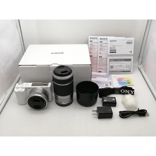 【中古】SONY VLOGCAM ZV-E10Y ダブルズームレンズキット ホワイト VLOGCAM ZV-E10Y(W)【新宿2】保証期間１ヶ月【ランクA】の画像