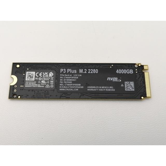 中古】Crucial P3 Plus(CT4000P3PSSD8) 4TB/M.2 2280(PCIe4.0 NVMe