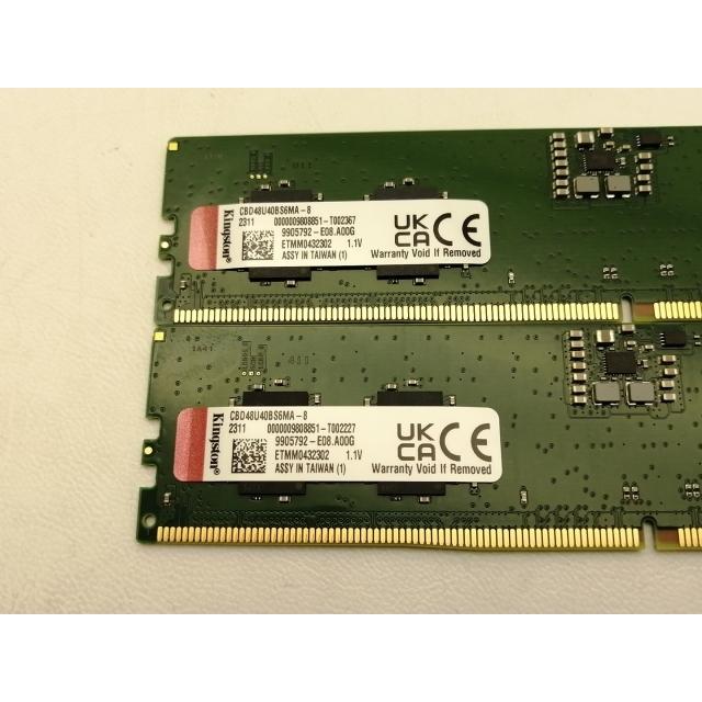 中古】DDR5 8GB 2枚組（合計16GB） DDR5-4800(PC5-38400