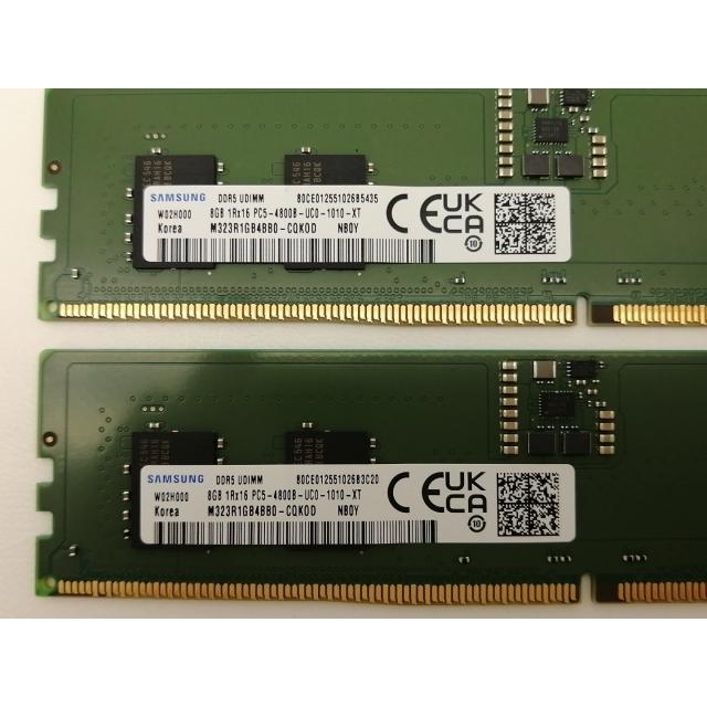 中古】DDR5 8GB 2枚組（合計16GB） DDR5-4800(PC5-38400