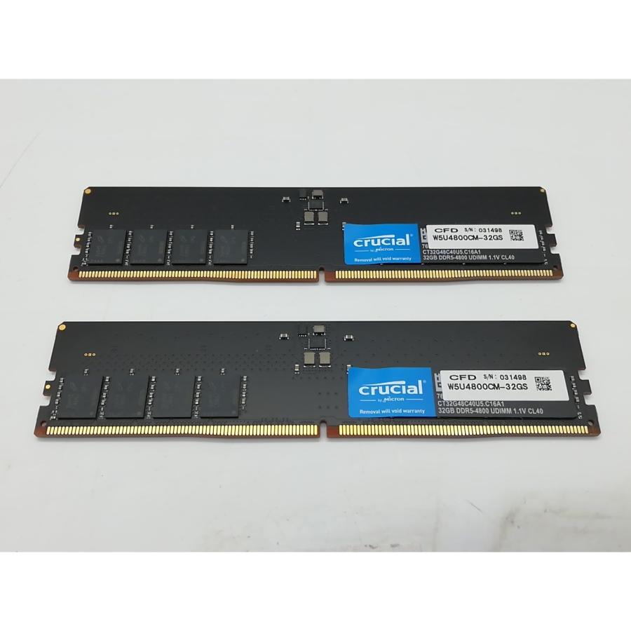 crucial DDR5-4800 (PC5-38400) 32GB×2枚 中古】DDR5 32GB 2枚組（合計64GB） DDR5-4800(PC5-38400