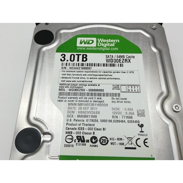 中古】W.D. WD30EZRX WD Green 3TB/IntelliPower/64MB/6Gbps【吉祥寺