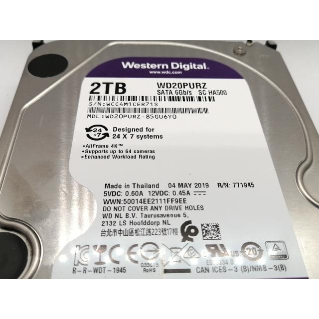 中古】W.D. WD20PURZ WD Purple 2TB/IntelliPower/64MB/6Gbps【吉祥寺