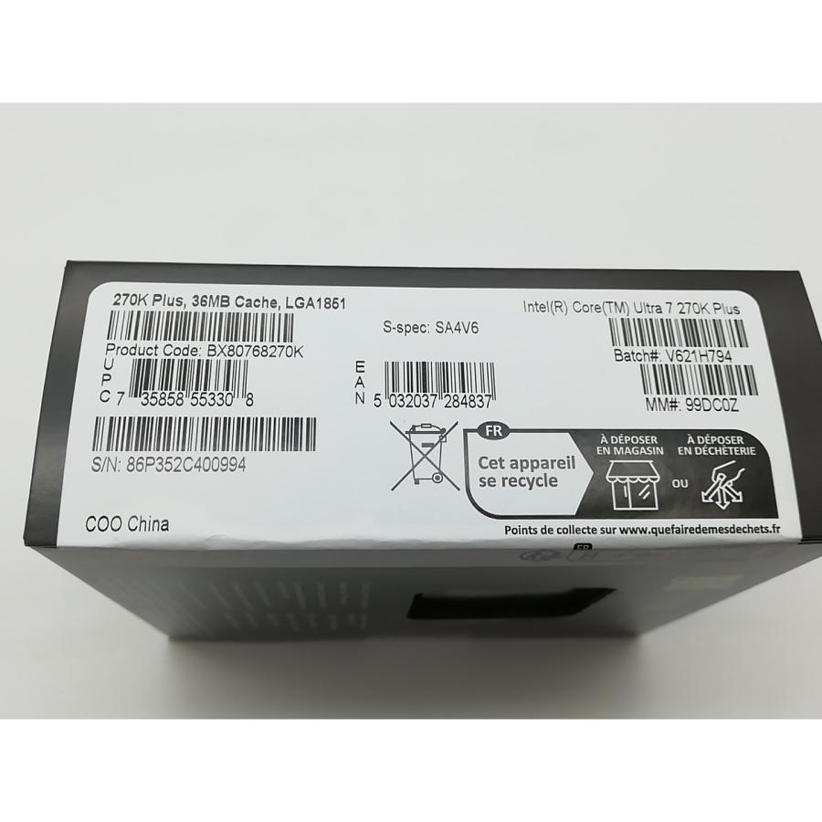 未使用】Intel Core Ultra 7 270K Plus (3.7GHz) Box LGA1851/24C(P:8C
