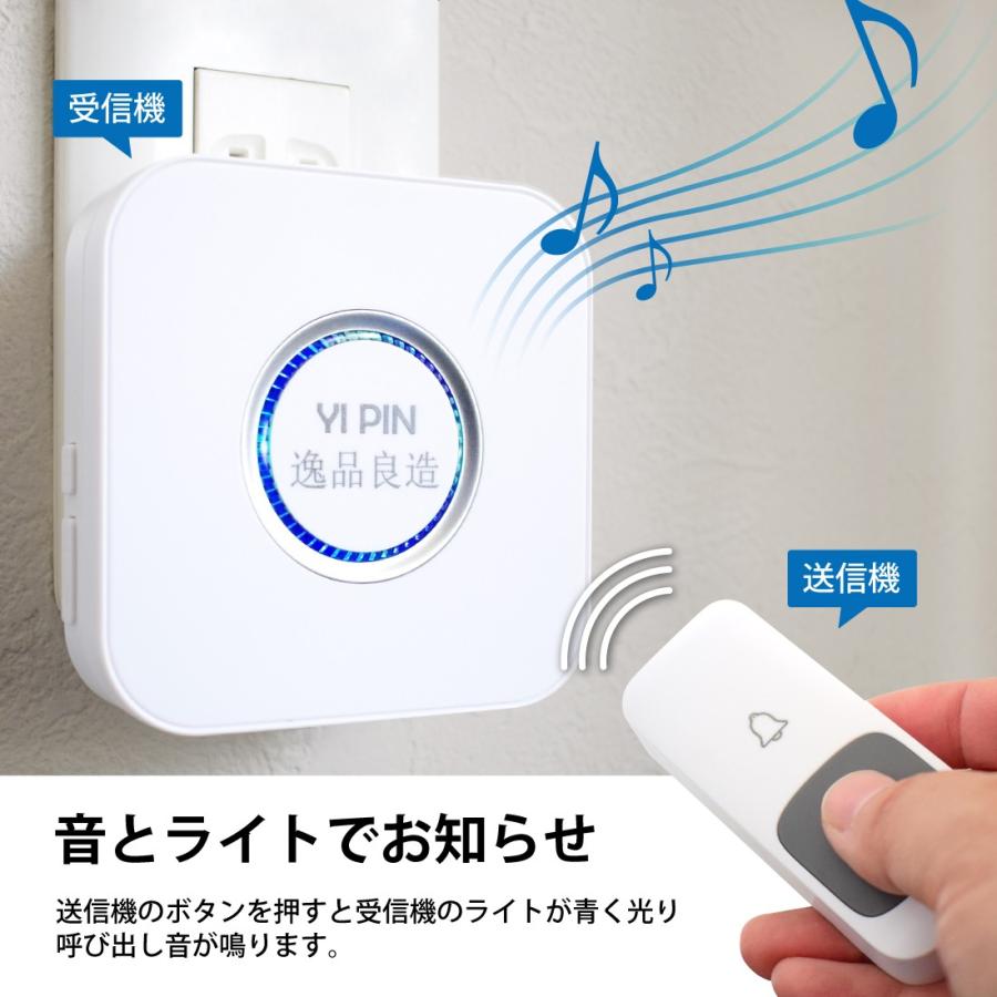 ワイヤレス インターホン 待望 チャイム 配線不要 インターフォン インタフォン 介護 防水防塵 呼び鈴 玄関 ワイヤレスインターホン