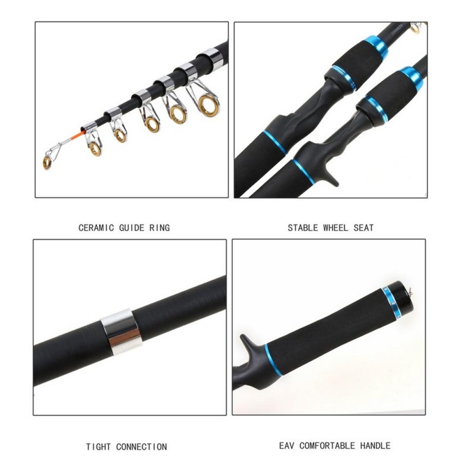 1.6m 1.8m 2.1m 伸縮式 釣り竿 ロッド コンパクトロッド 携帯型 海釣り