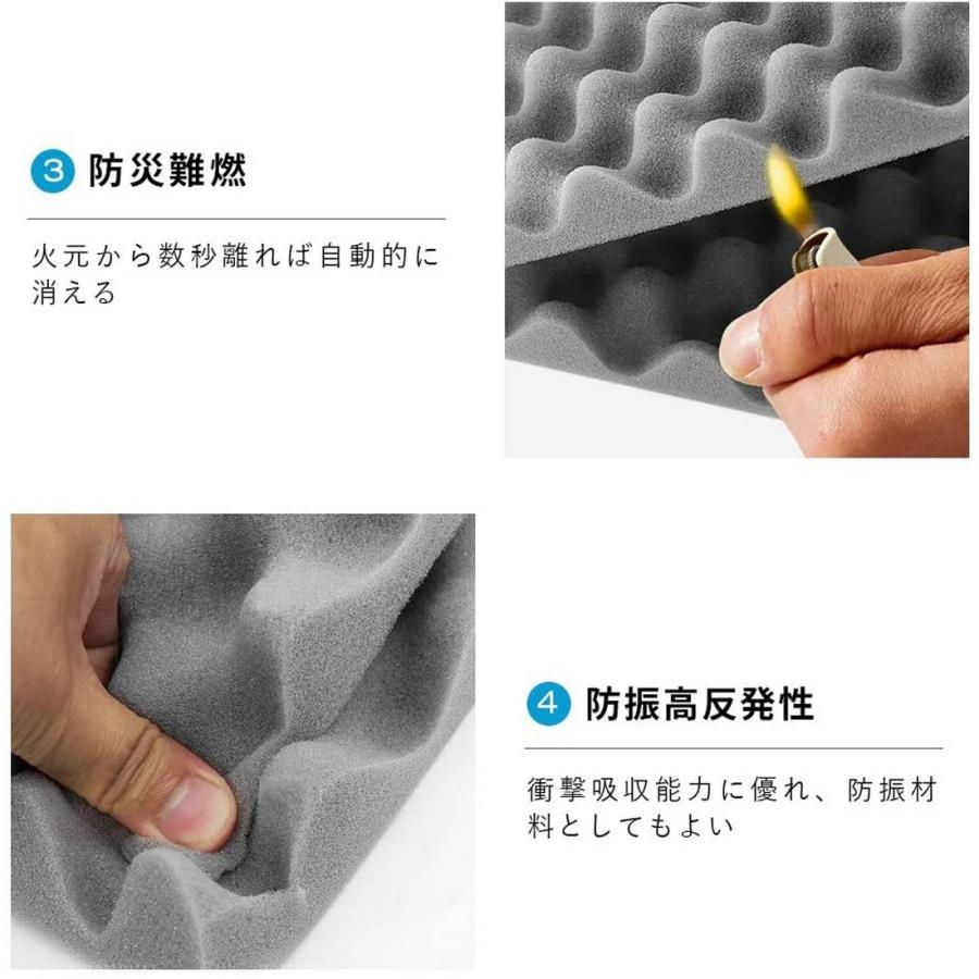 吸音材 防音シート 壁 波型 50x50cm 厚み4cm 6枚セット 防音材 吸音材 防音シート 壁 波型 50x50cm 厚み4cm 6枚セット 防音材