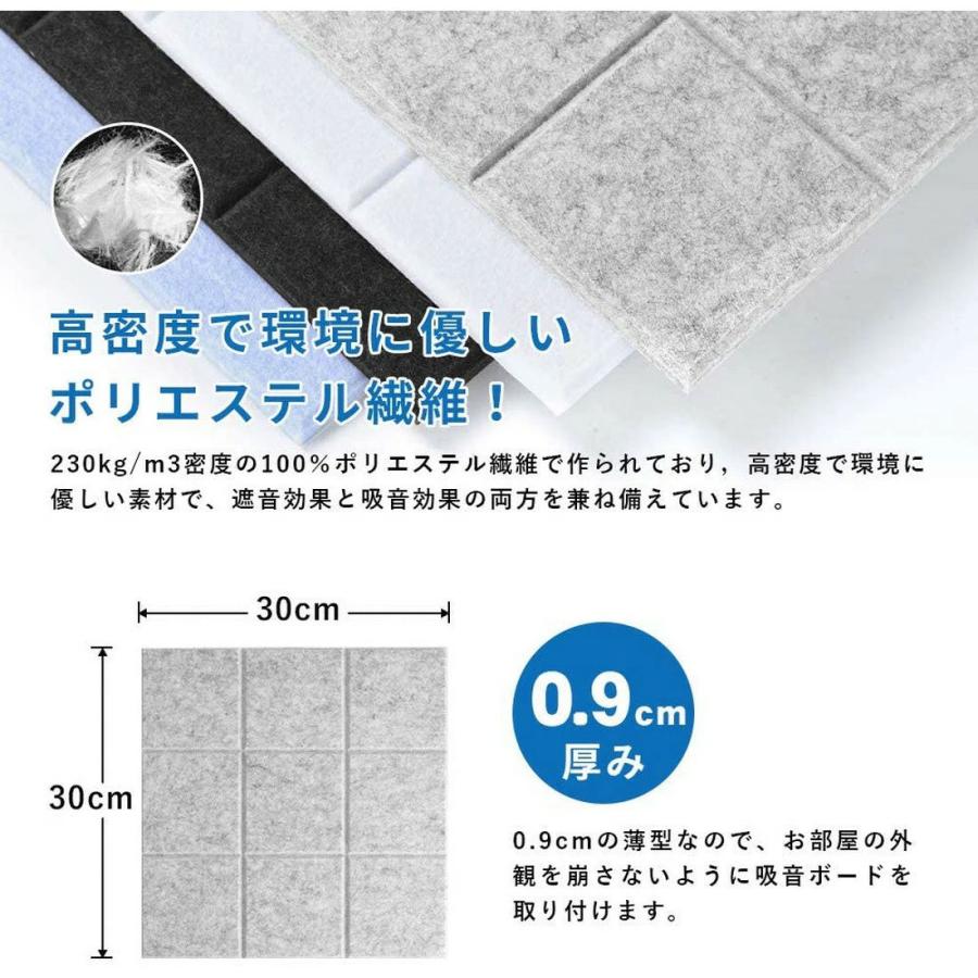 吸音材 壁 吸音ボード 防音材 30*30cm 24枚セット 厚さ0.9cm 吸音 