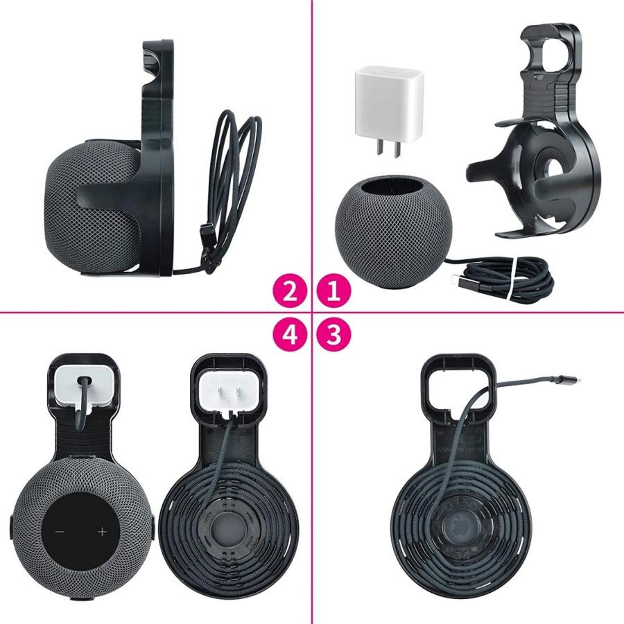  pod mini 2個セット+壁掛けステー付属 ホームポッドミニ用壁掛けホルダー 2個セット ウォールマウント コード