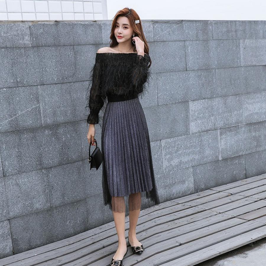 チュールロングスカート グリッター