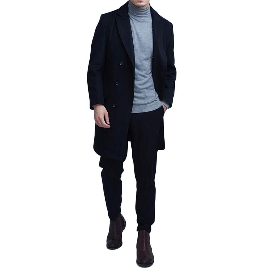 コート メンズ ダブルブレストコート 冬ジャケット ロング丈 ウール