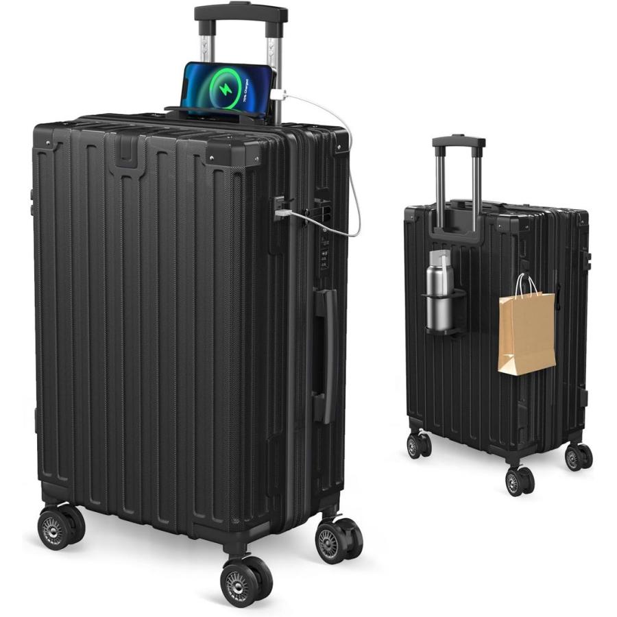 スーツケース 拡張機能付き 多機能 キャリーケース ストッパー付き USB