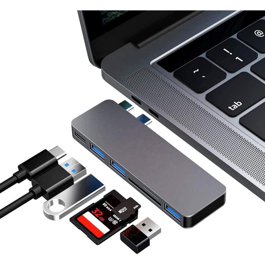 USB 2021春夏新作 Type C 安全Shopping ハブ MacBook Pro Air 最新型 6-IN-1 PD充電 USB-C Micro USB3.0ポート SDカードリーダー 直挿しタイプ ポート SD
