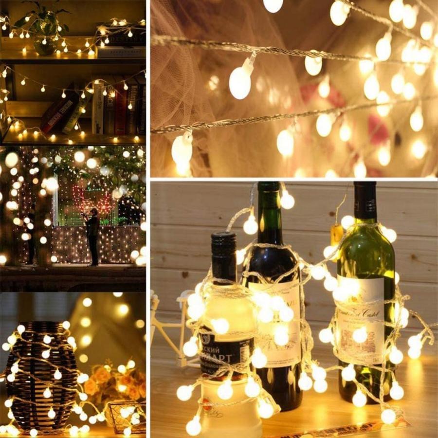 LEDストリングライト ガーランド 5m 電池式 電球色 50個LED 電飾