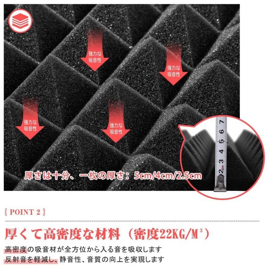 吸音材 防音 壁 防音材 20枚セット 50*50cm 厚さ5cm ウレタン 高反発高