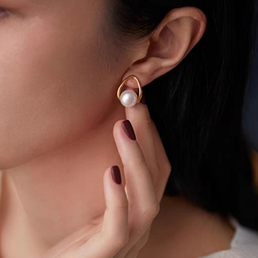 18k ピアス パールピアス 淡水パール イヤリング レディース