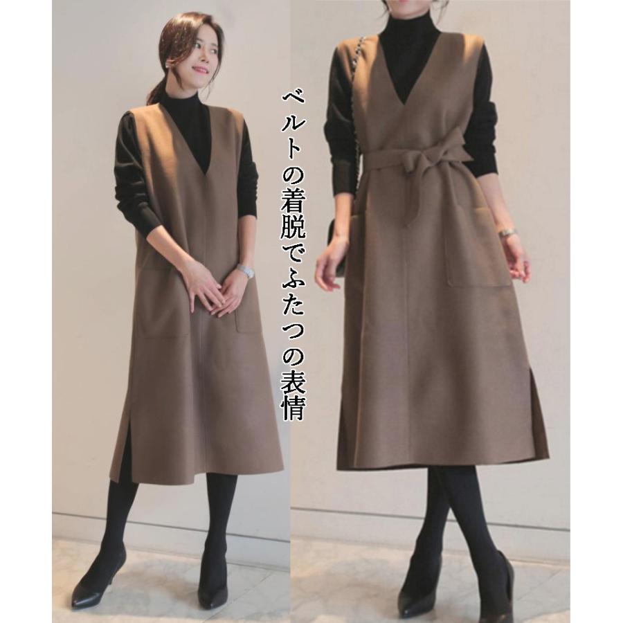 海外正規品 ジャンパースカート スカート ワンピース ロング レディース 春初夏秋冬 Vネック ベルト付き 30 40 50 60代 ファッション ノースリーブ ゆったり 体型カバー Wantannas Go Id