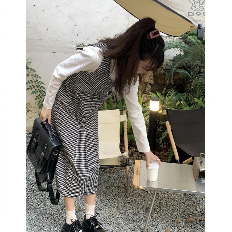 ワンピース 千鳥格子柄 ノースリーブワンピース ジャンパー ワンピース 千鳥格子柄 ノースリーブワンピース ジャンパー