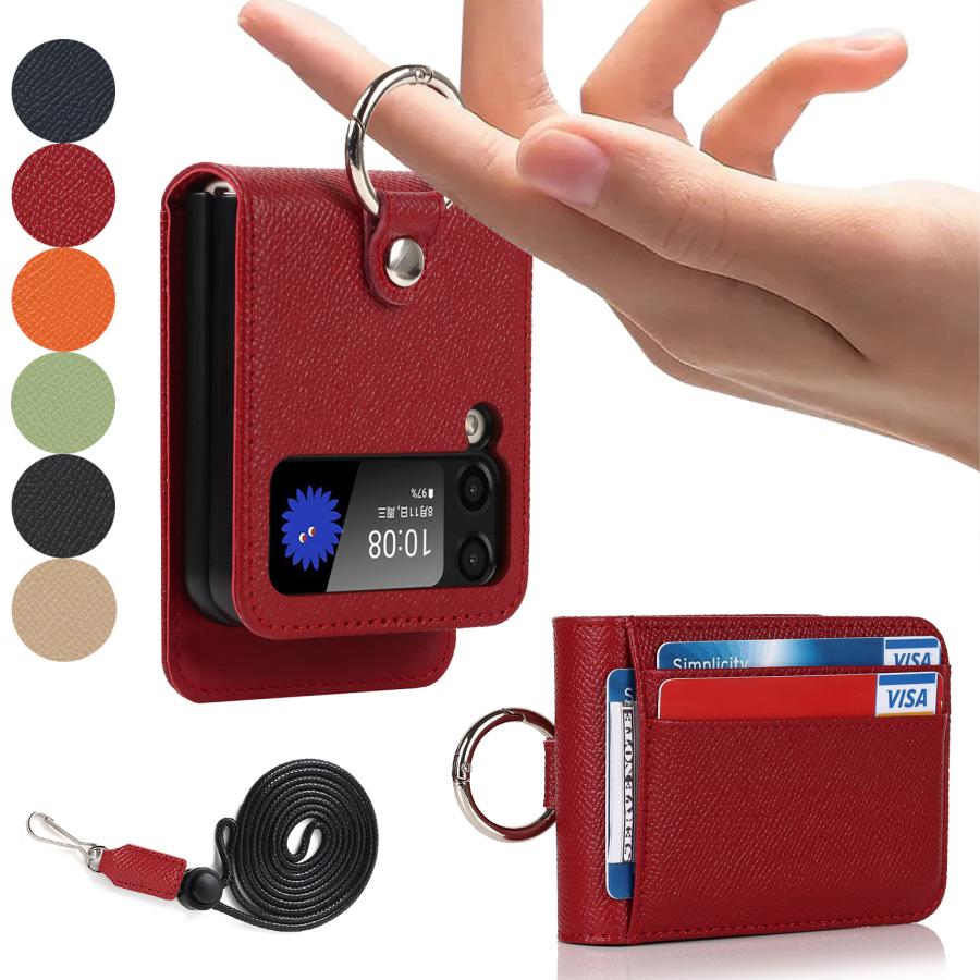 Galaxy Z Flip 4 ケース ショルダー SCG17 au リング SC54C カード収納 ギャラクシー Z フリップ4 スマホ