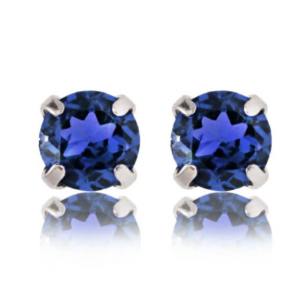 即納 18金ピアス サファイア ピアス プラチナ 18金 誕生石 3mm つけっ