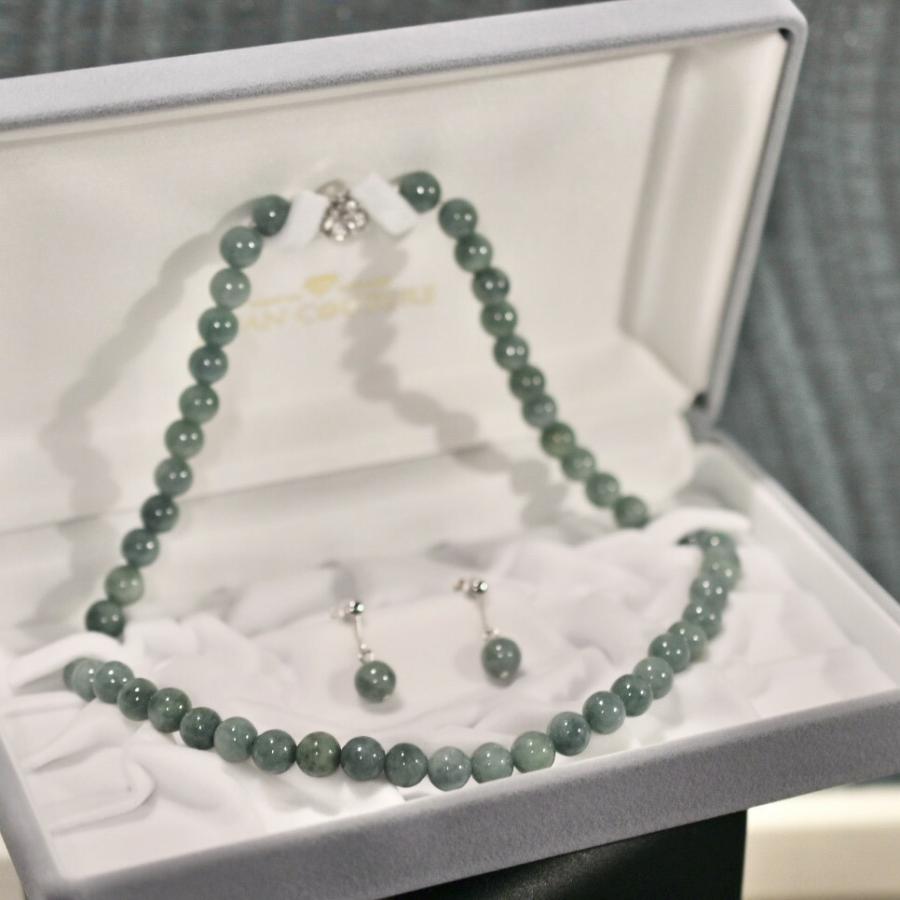 翡翠ネックレス ミャンマー産 8mm珠 翡翠 ひすい ネックレスセット