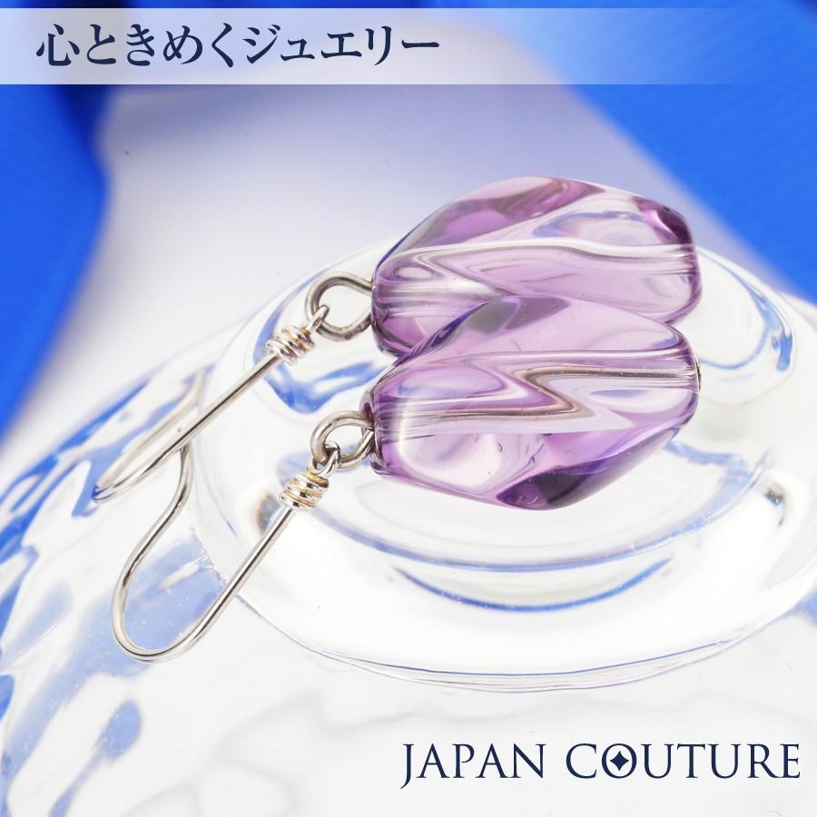 プラチナ アメジストピアス Pt900 フックタイプ 高品質 日本製 保証書