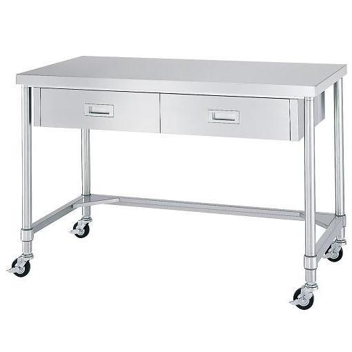 シンコー　引出付作業台　三方枠仕様　WDTC-9045-U100　キャスター付き　SUS430　幅900×奥行450×高さ800(mm)　組立式　【個人宅配送不可】