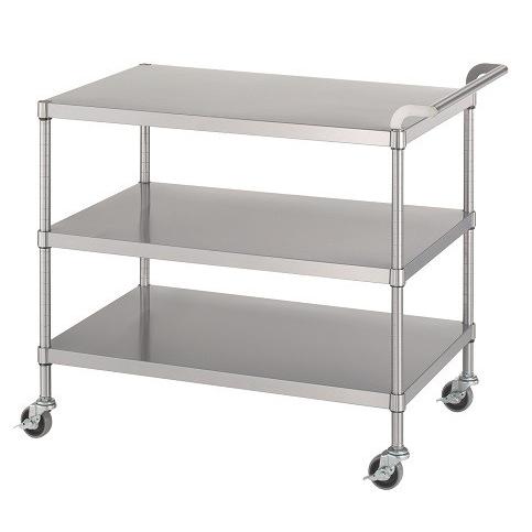 シンコー　ワゴン　M03-9045-U100　M03型(ベタ棚/ベタ棚/ガードなし3段)　SUS430　幅900×奥行450×高さ800(mm) 【個人宅配送不可】