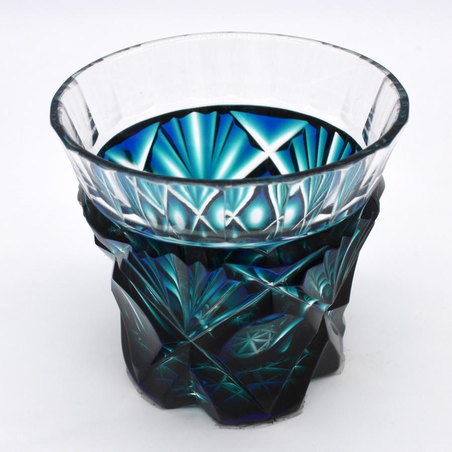 薩摩切子 二色被せ 冷酒杯 瑠璃緑 箱付 : JAPAN-QUALITY - 通販 