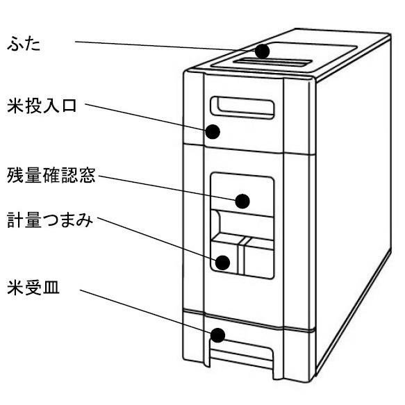 幅19cm 10kg用 コンパクト 米びつ コンパクトライスディスペンサー