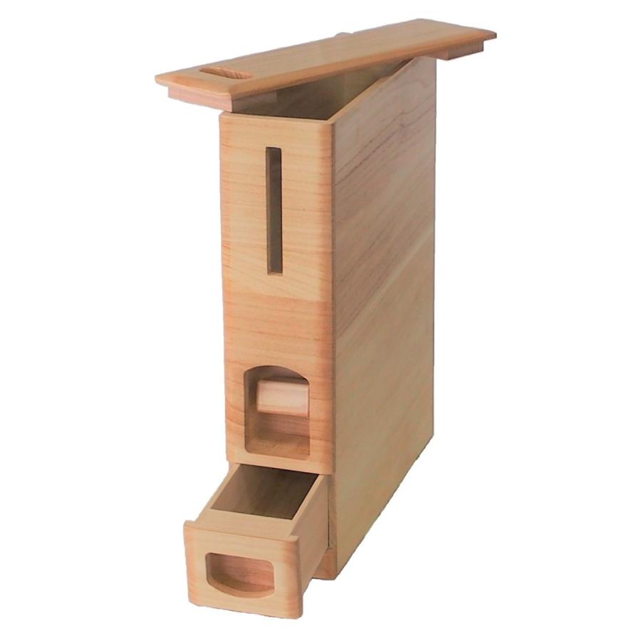 桐製スリムライスディスペンサー （6kg収納 無洗米兼用） : JAPAN