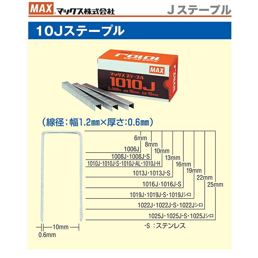 マックス マックス Jステープルステン 1025J-S 〔1箱・5000本入 