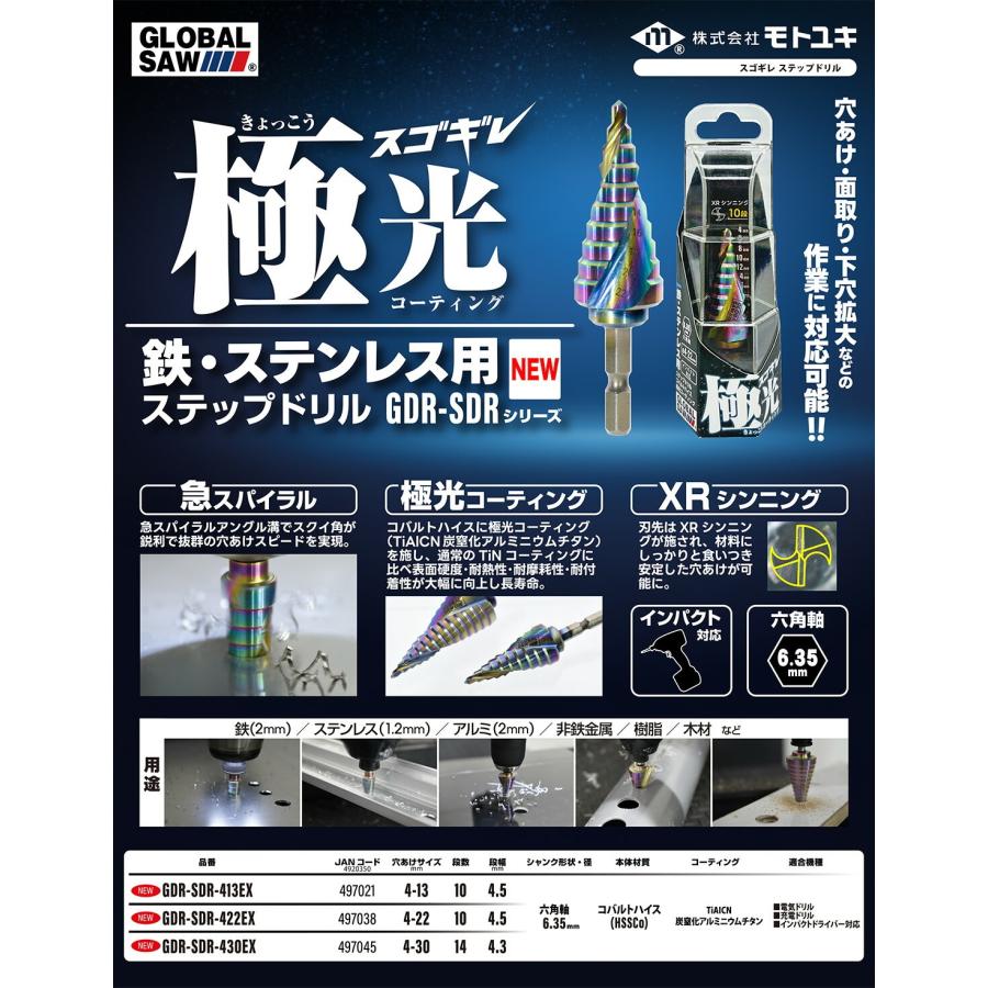 モトユキ 【新商品】〈モトユキ〉 ステップドリル 鉄・ステンレス用