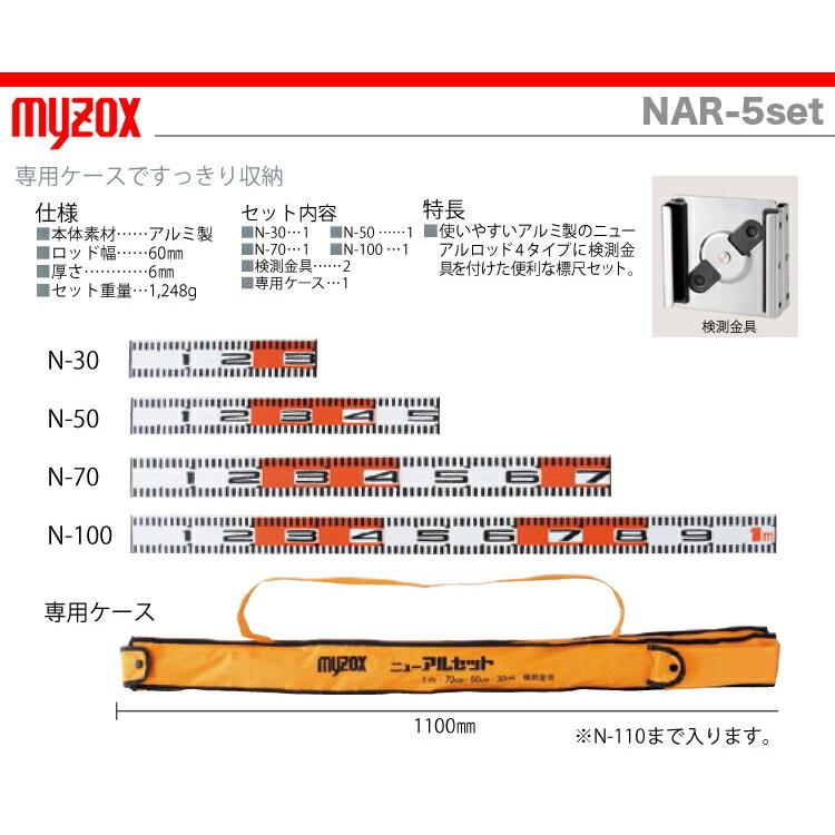 マイゾックス　ニューアルロッド5点セット  60mm幅　NAR-5set｜japan-tool｜02