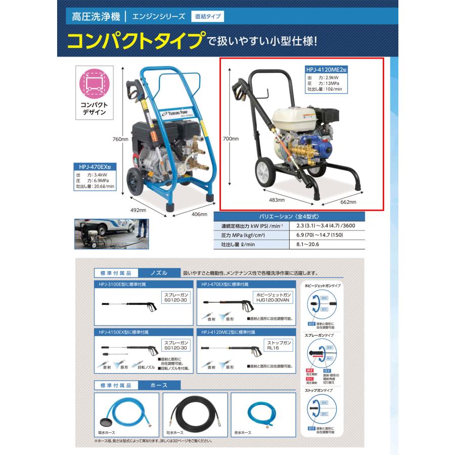 ツルミポンプ 【オススメ】〈ツルミ〉高圧洗浄機 HPJ-4120ME2【代引