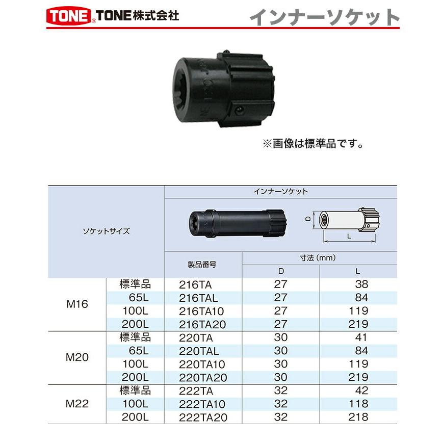 〈トネ〉　シャーレンチ用　インナーソケット　220TA10｜japan-tool｜02