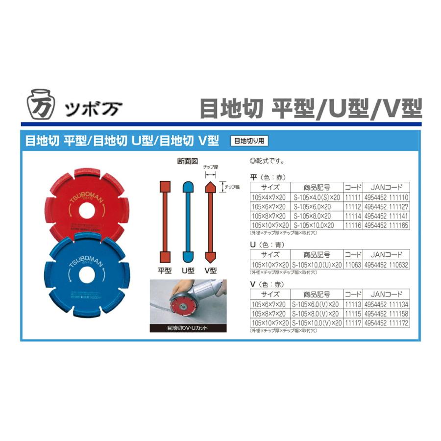 TSUBOMAN 〈ツボ万〉 目地切 U型 S-105×10.0(U)×20 : プロ工具の