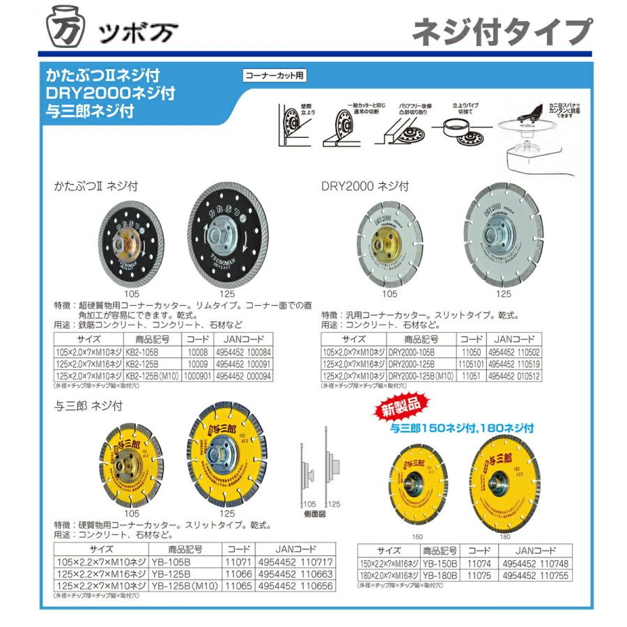 ツボ万与三郎125！10枚セット TSUBOMAN 〈ツボ万〉与三郎ネジ付M10 YB-125B(M10) JAN：4954452110656